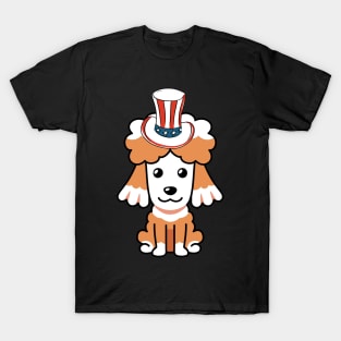 Funny brown dog is wearing uncle sam hat T-Shirt